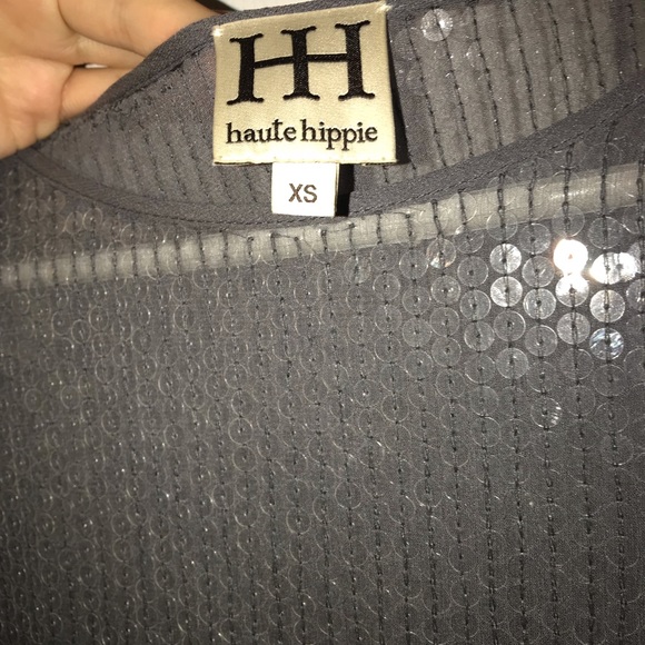 Haute Hippie long sleeve sequined mini dress. - Picture 4 of 6